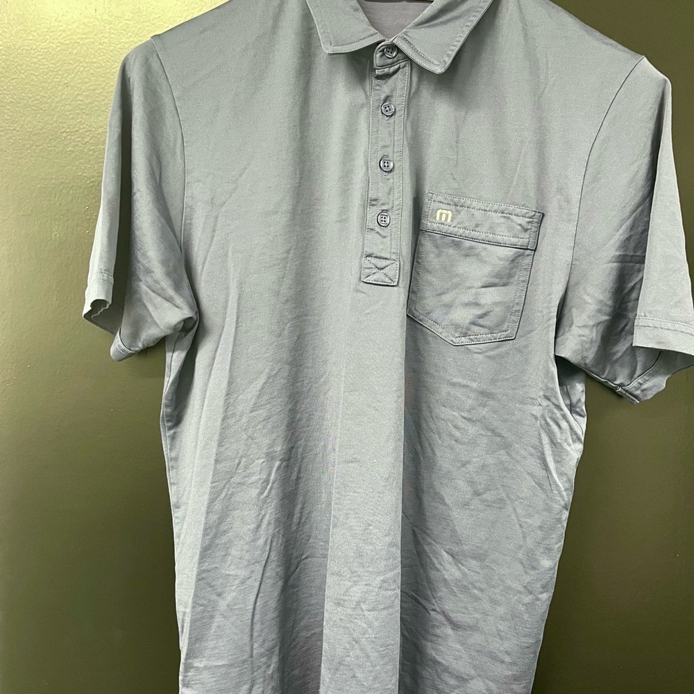 Travis Mathew Gray-Blue Polo Shirt Classic Casual Fit